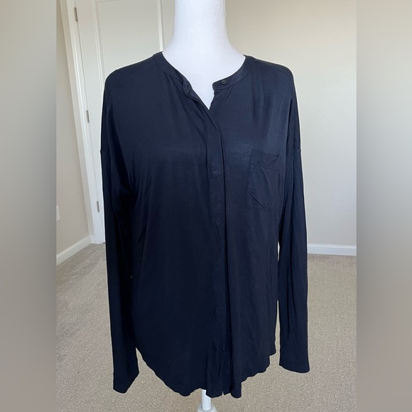 LOFT Tops - Loft Dark Navy Button Down Womans Size Large